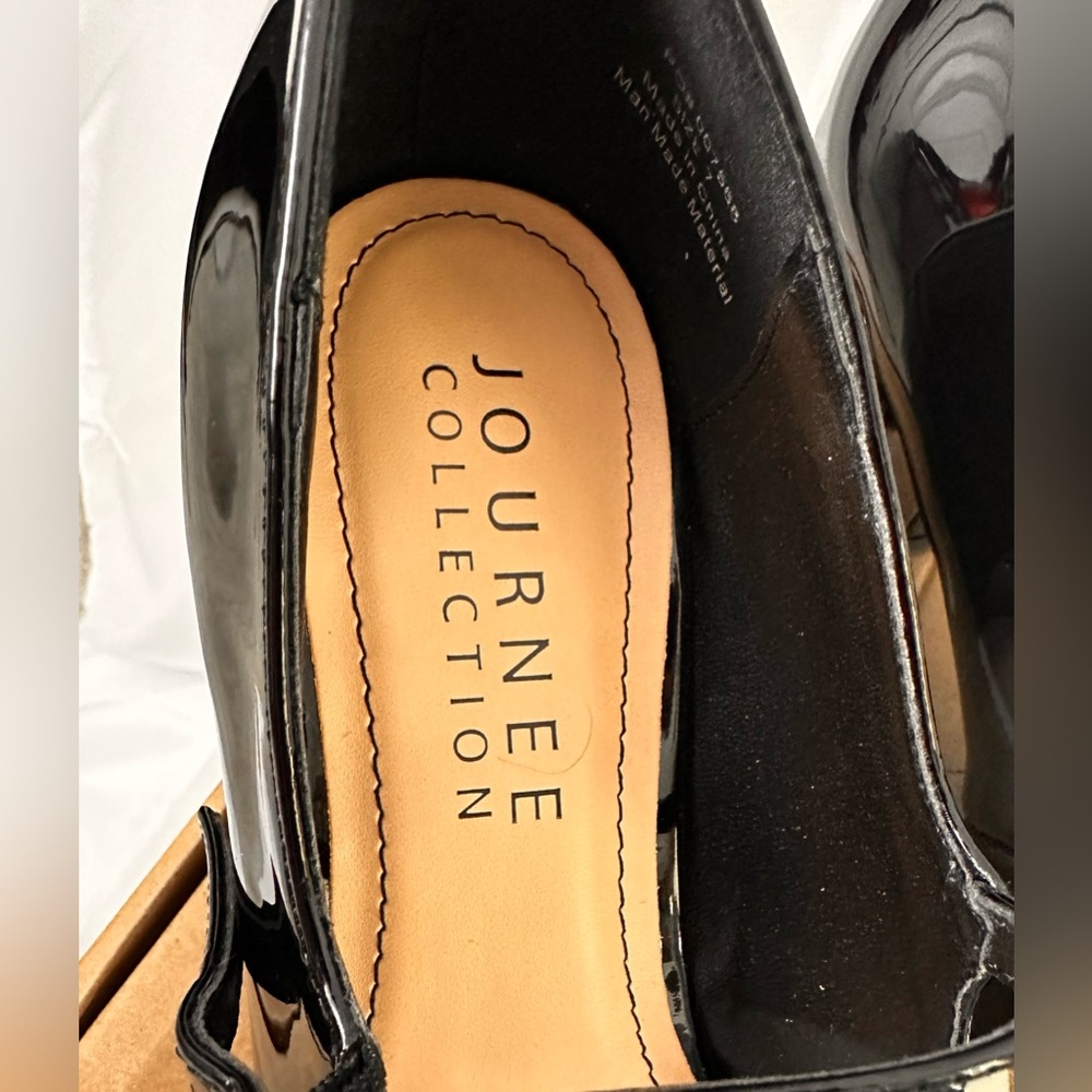 JOURNEE OKENNA MARY JANE PUMP HEELS IN BLACK PATENT US 7 … - Picture 15 of 16